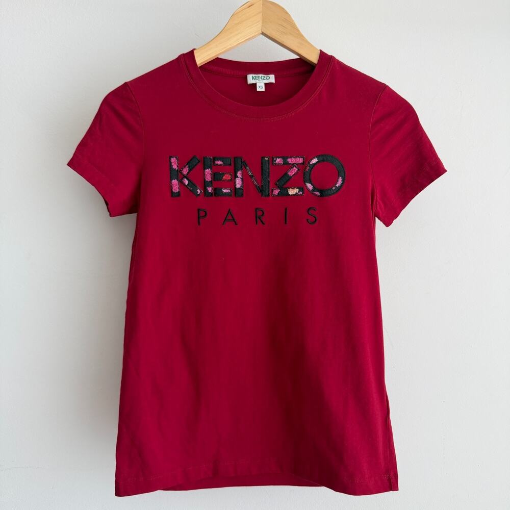 Kenzo Paris Shirt Women XS Graphic Logo Embroidered Baby Tee Short Sleeve Crewne - Picture 5 of 14